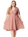 [Grande Taille] Robe Portefeuille Rose Col V à Poches et Fleurs Années '40 3