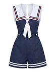 [Prévente] Combishort Sailor Collar Rayé Button Marine Années 1930