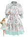 Robe Coastal Manches Bouffantes Shirt Vert Années 1970