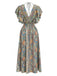 Robe Smockée Manches à Volants Bohème Multicolore années 70 2