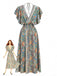 Robe Smockée Manches à Volants Bohème Multicolore années 70