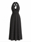 Robe Noire Longue Col Licou à Pois Années 1930