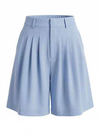 Short Large Plissé Bleu Années 1950