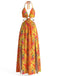 Robe Longue Halter Dos Nu Fendue Florale Années 1930 8