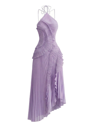 Robe Longue Halter à Volants Plissés et Fente Années '30 2