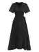 Robe Portefeuille Col V Texturée à Volants Années 1940 7