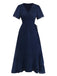 Robe Portefeuille Col V Texturée à Volants Années 1940