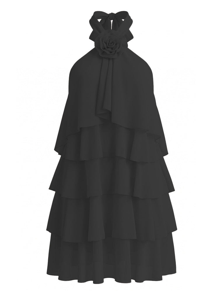 Robe Évasée à Volants Superposés Dos Nu années 60 8