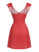 Robe Col Noué à Volants à Pois Rouge années 60 3