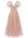 Robe longue en filet brodé floral à papillons années 30