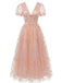 Robe longue en filet brodé floral à papillons années 30