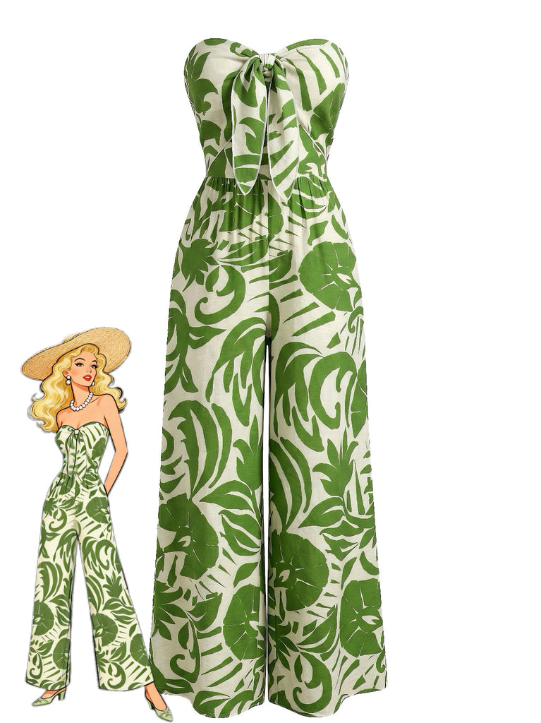Combinaison Boho Bustier à Imprimé Irrégulier Années '70