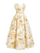 Robe Longue Bustier Florale Jaune Années 1930 2
