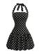 Robe à Pois Halter Bubble Noir Années 1960