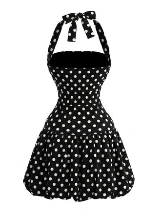 Robe à Pois Halter Bubble Noir Années 1960 2