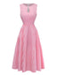 Robe midi évasée rose vichy années 50