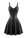 Robe Sans Manches Taille en Simili Cuir Noire Années 1950