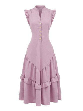 Robe Midi Col Montant Rose Années 1950