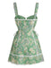 Mini Robe Bohème à Bretelles Paisley Florale Verte Années 1970 2
