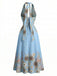 Robe Halter Col V Sunflower Fitted Waist Évasé Années 1950 2