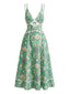 Robe Midi Vert Bohème Motif Floral Années 1970