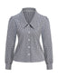 Blouse Coton Vichy Manches Lanterne Col Chelsea Années 50