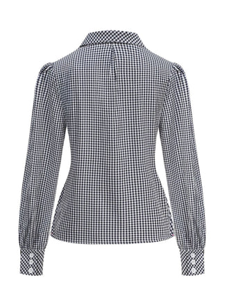 Blouse Col Chelsea Manches Lanternes Vichy Coton années 50 2