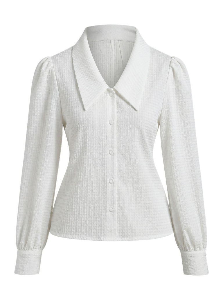 Blouse Col Chelsea Manches Lanternes Vichy Coton années 50 3