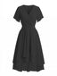 Robe Noire Foncée Col V en Mousseline Asymmetrical Années 1950