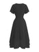 Robe Solid Col V à Volants Sleeve en Mousseline Asymmetrical Années 1950 7