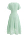 Robe Solid Col V à Volants Sleeve en Mousseline Asymmetrical Années 1950 3