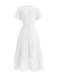 Robe Solid Col V à Volants Sleeve en Mousseline Asymmetrical Années 1950 5