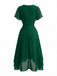 Robe Bleu Col V en Mousseline Asymmetrical Années 1950
