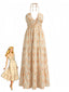 Robe vacances orange motif floral et dos nu années 1940