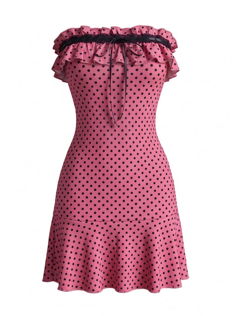 Robe à Pois Bandeau à Volants Années 1940 2