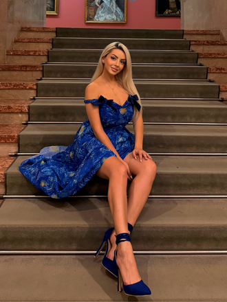 Robe Swing Bleue Imprimé La Nuit Étoilée Van Gogh Années 40