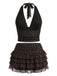 Ensemble 2 Pièces 2PCS à Pois Halter & à Volants Étagés en Filet Années 1950 5