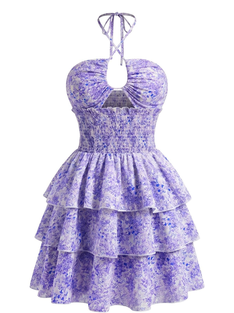 Robe Petites Fleurs Floral Découpé Ombrelle Années 1960 6