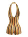 Combishort Dos-Nu Col V Profond Tricot Zig-Zag Multicolore Années 70