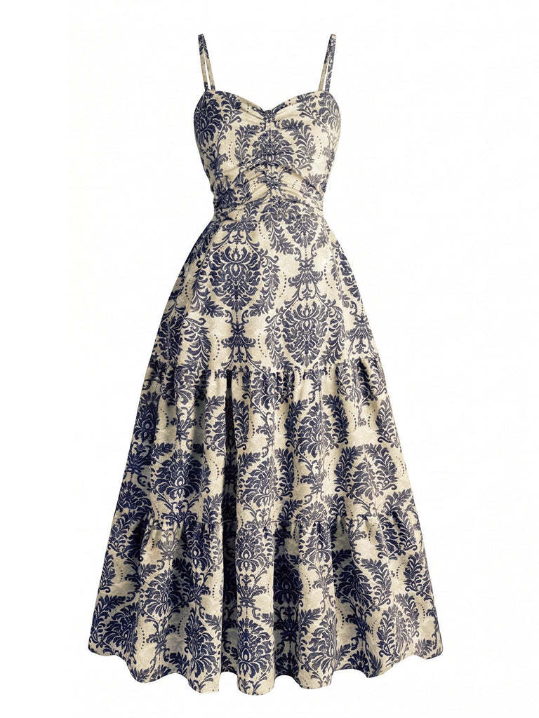 Robe Damask Bretelles Spaghetti Sweetheart en A Années 1950