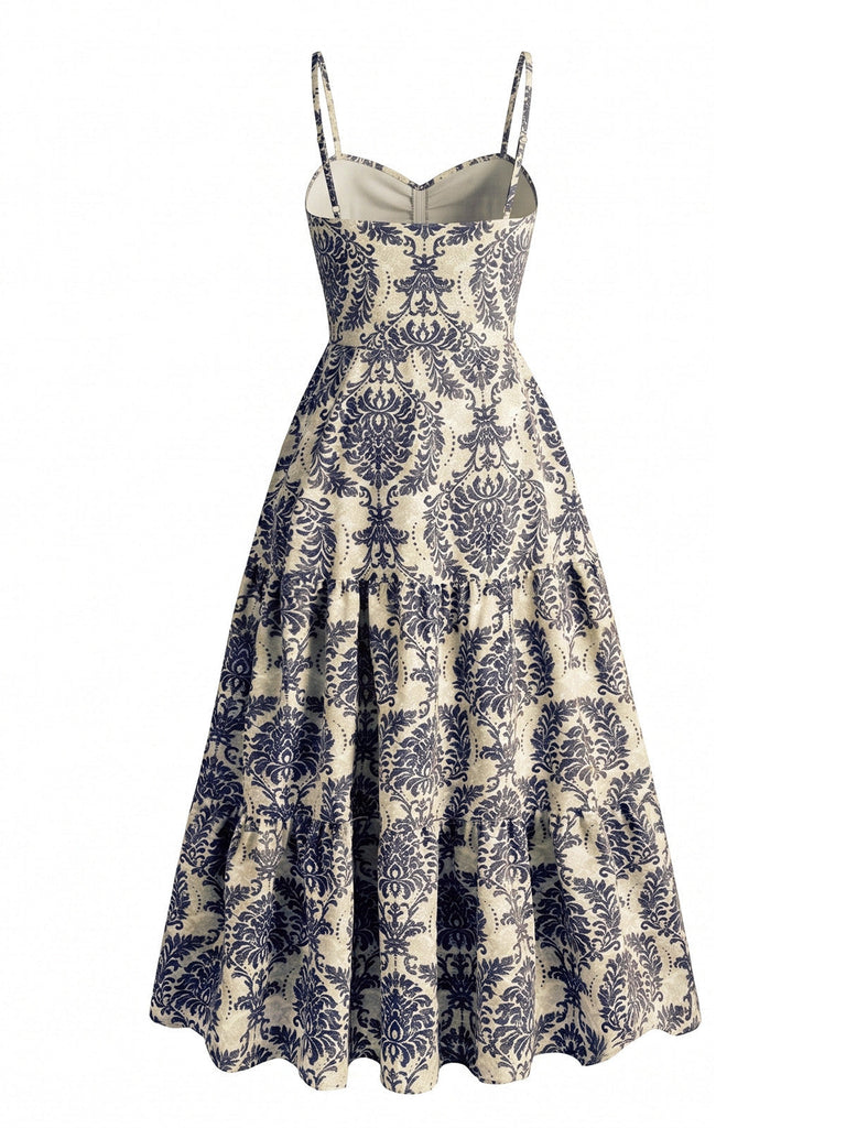 Robe Damask Bretelles Spaghetti Sweetheart en A Années 1950 2