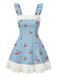 [Prévente] Robe Bretelles à Volants Cerises Vichy Bleu années 60