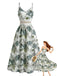 Robe à Bretelles Bohème Floral Tropical Vert années 70