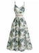 Robe à Bretelles Bohème Floral Tropical Vert années 70 2