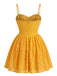 Robe Dos Nu Broderie Florale en Dentelle Curcuma Années 1950 3