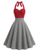 Robe Dos-Nu Carreaux Vichy Noir & Blanc Rouge Années 50