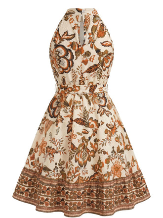 Robe Évasée Ceinturée Dos Nu Floral années 50 2