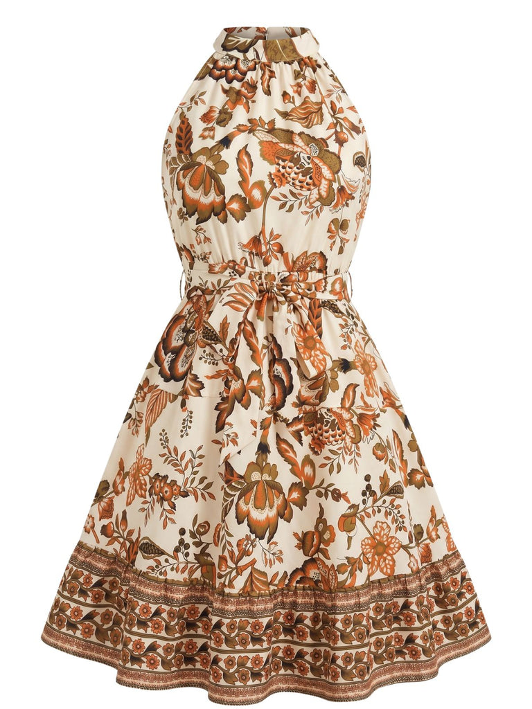 Robe Évasée Ceinturée Dos Nu Floral années 50 3