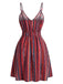 Mini-robe rayée bohème col V années 70