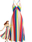 Robe trapèze rayée arc-en-ciel fines bretelles années 1930